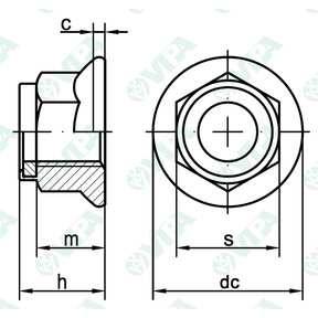 DIN 6926, ISO 7043 hex flanged nylon insert lock nuts